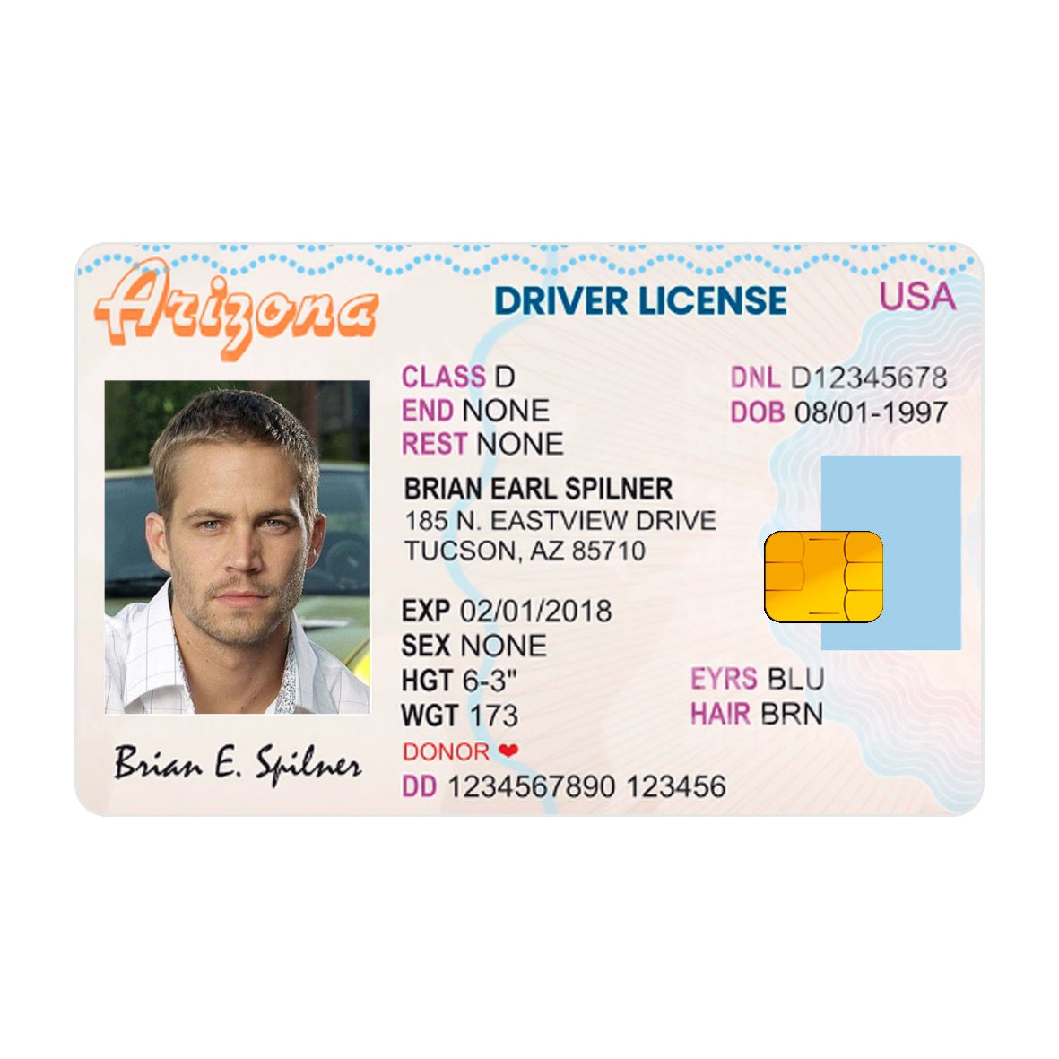 CAPACARD - Película Adesiva Para Cartão - Driver License Brian CAPACARD - Película Adesiva Para Cartão - Driver License Brian